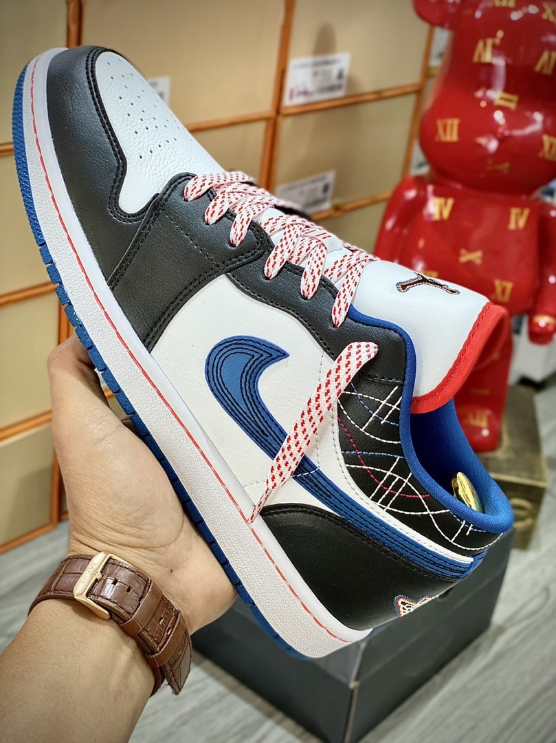 Giày Nike Air Jordan 1 Low ‘White Industrial Blue Siren Red’ Like Auth