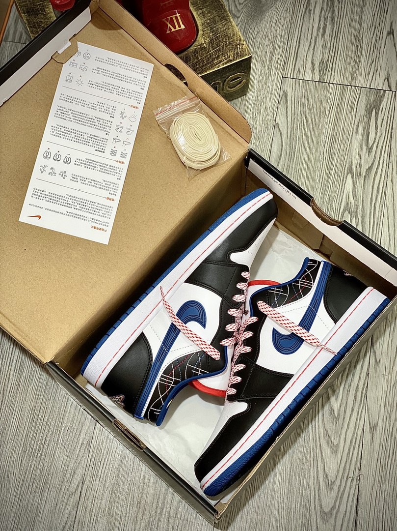 Giày Nike Air Jordan 1 Low ‘White Industrial Blue Siren Red’ Like Auth