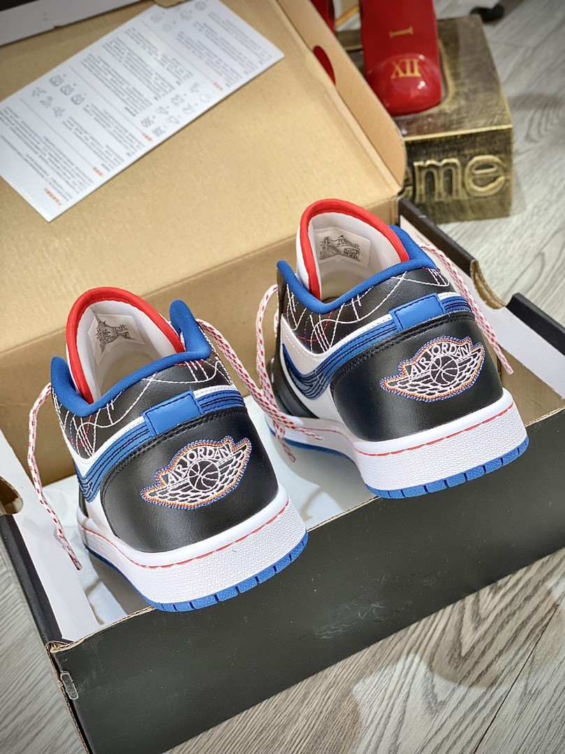 Giày Nike Air Jordan 1 Low ‘White Industrial Blue Siren Red’ Like Auth