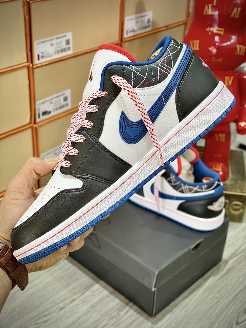 Giày Nike Air Jordan 1 Low ‘White Industrial Blue Siren Red’ Like Auth