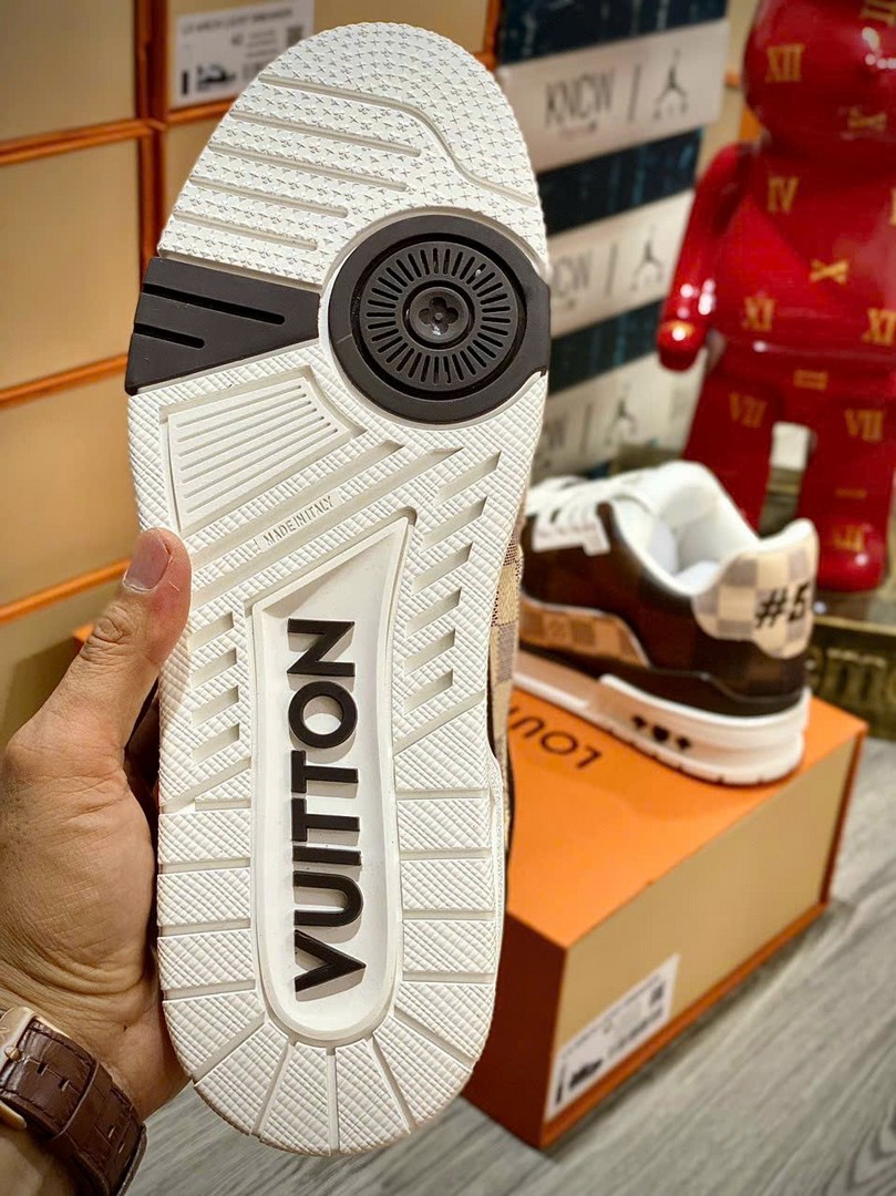 Giày Louis Vuitton LV Trainer #54 Damier Ebene Multi Like Auth