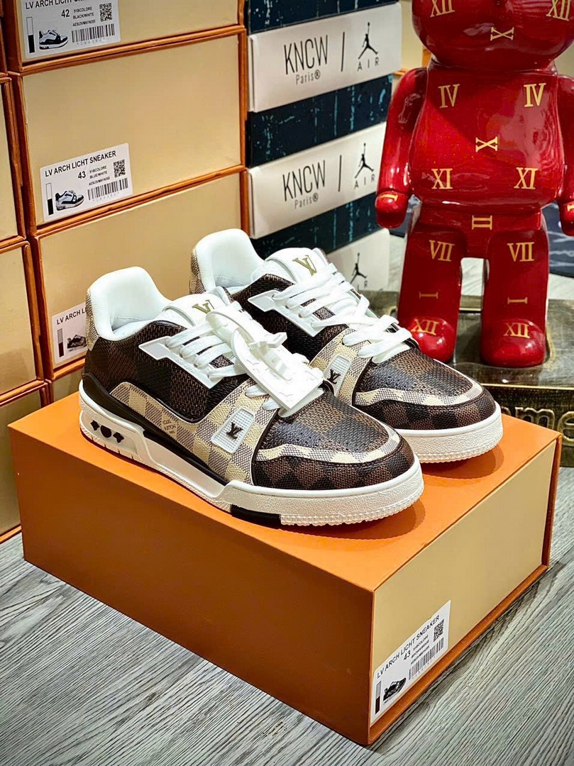 Giày Louis Vuitton LV Trainer #54 Damier Ebene Multi Like Auth