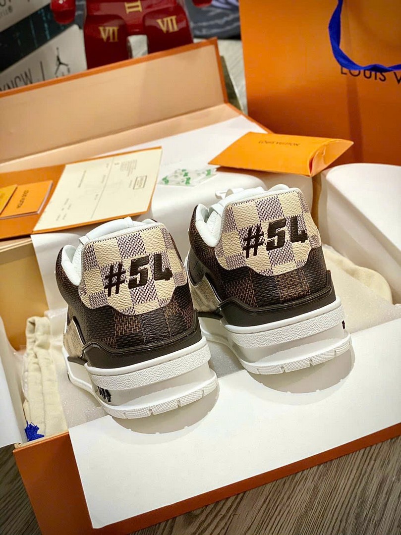 Giày Louis Vuitton LV Trainer #54 Damier Ebene Multi Like Auth