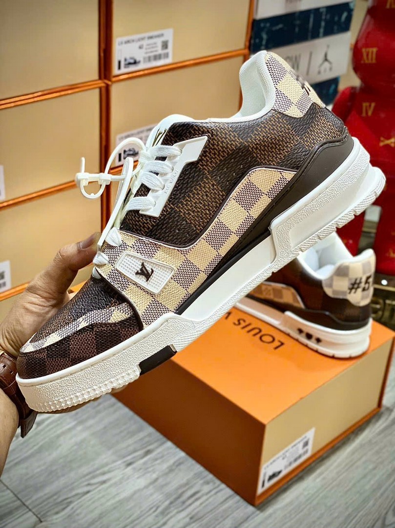 Giày Louis Vuitton LV Trainer #54 Damier Ebene Multi Like Auth