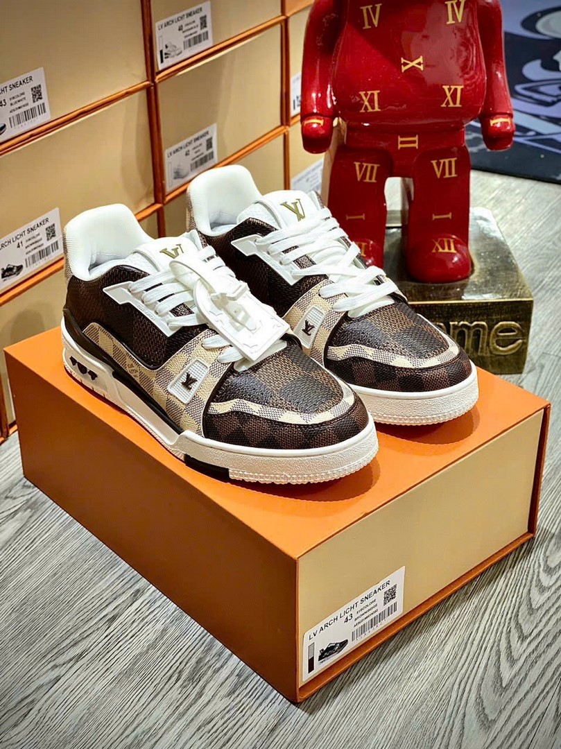 Giày Louis Vuitton LV Trainer #54 Damier Ebene Multi Like Auth