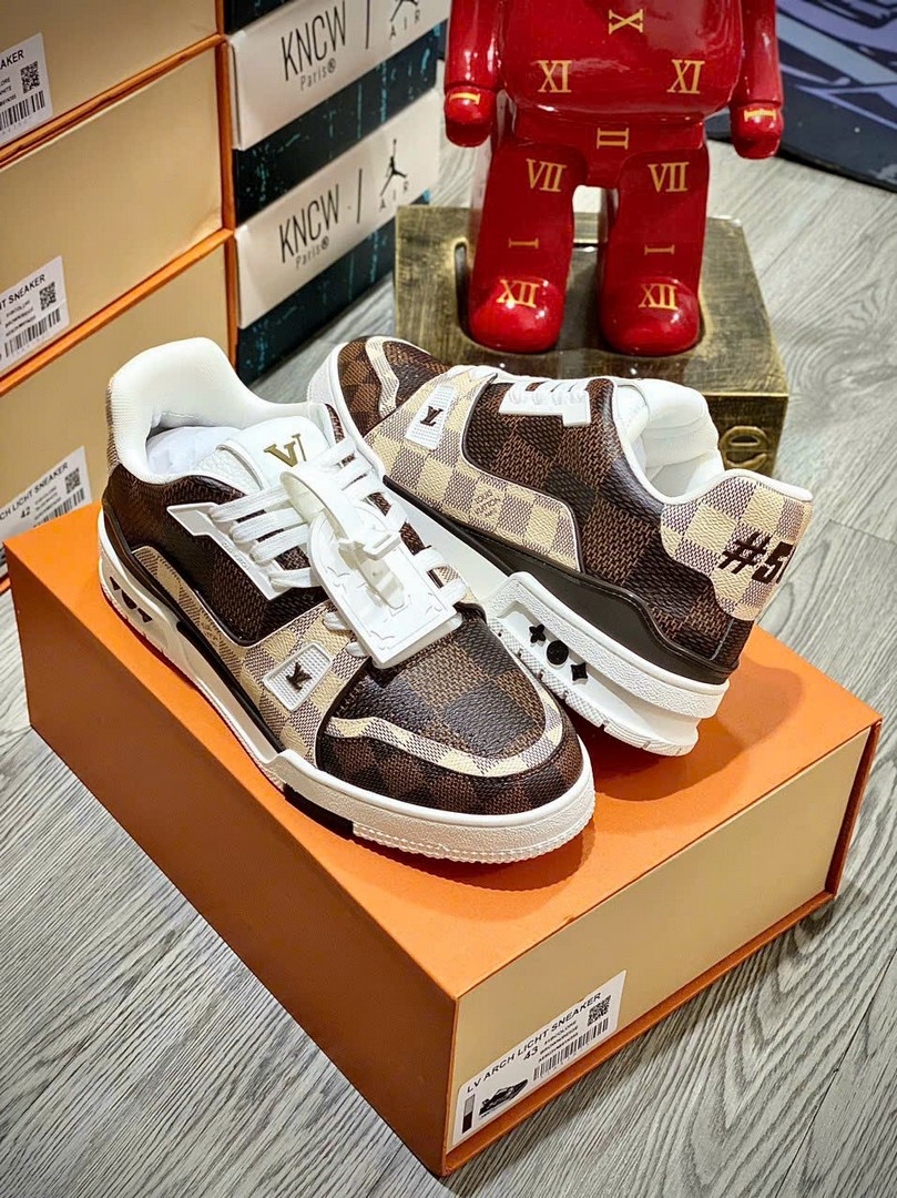 Giày Louis Vuitton LV Trainer #54 Damier Ebene Multi Like Auth