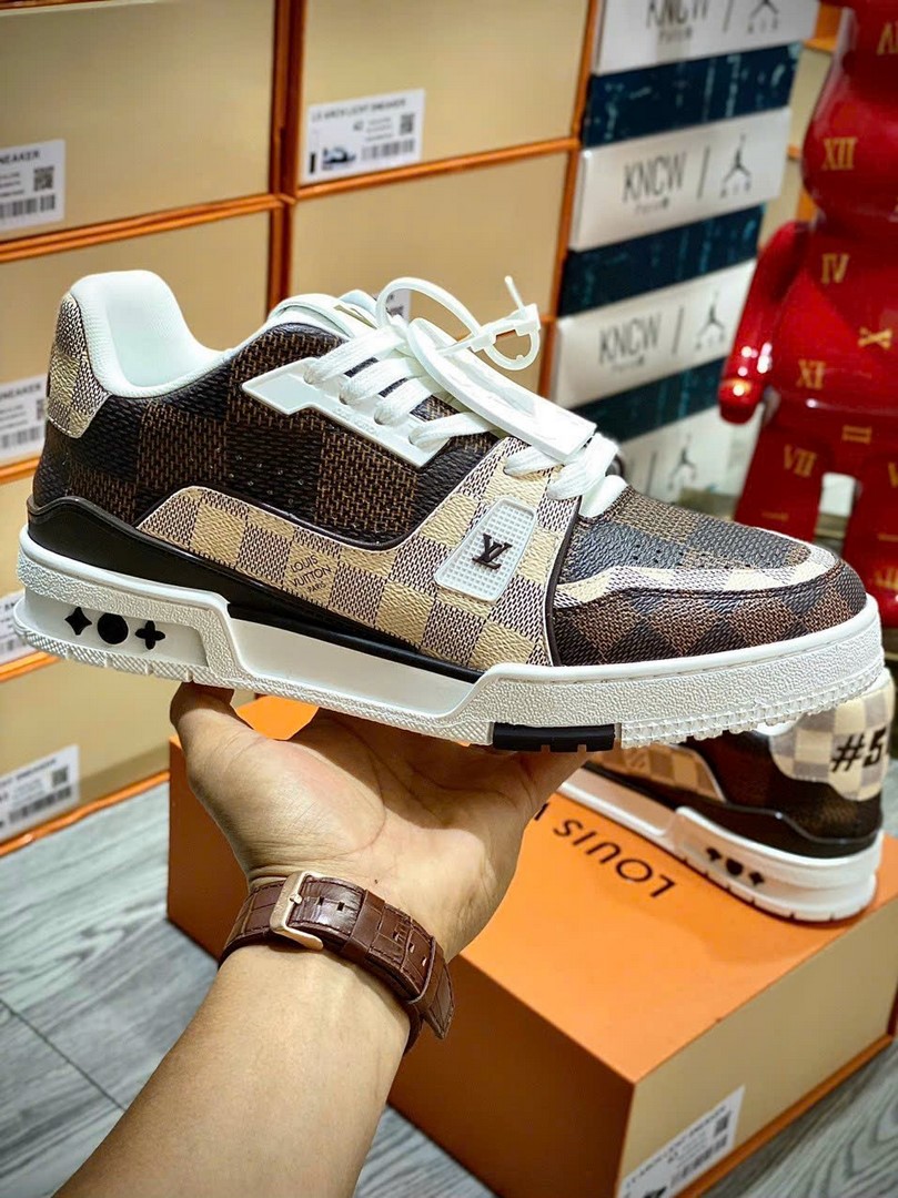 Giày Louis Vuitton LV Trainer #54 Damier Ebene Multi Like Auth