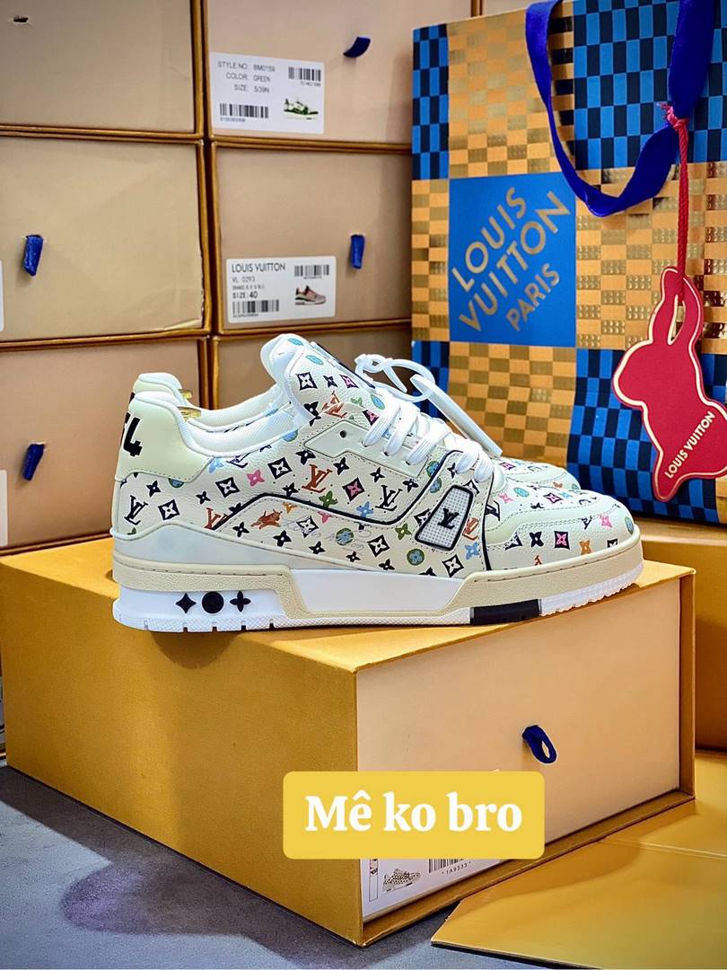 Giày Louis Vuitton Lv Trainer #54 Monogram-printed Grained Calf Leather Beige Best Quality