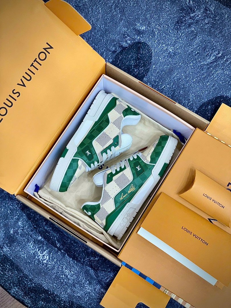 Giày Louis Vuitton LV Trainer #54 Damier Green Best Quality