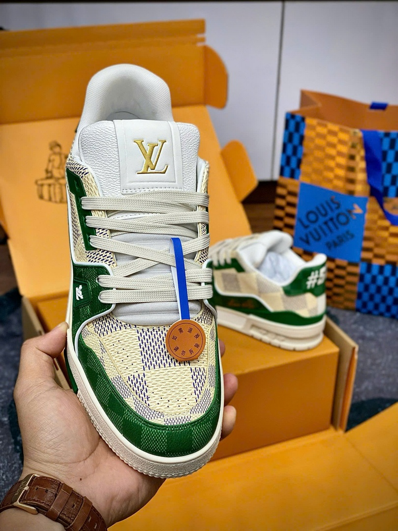 Giày Louis Vuitton LV Trainer #54 Damier Green Best Quality