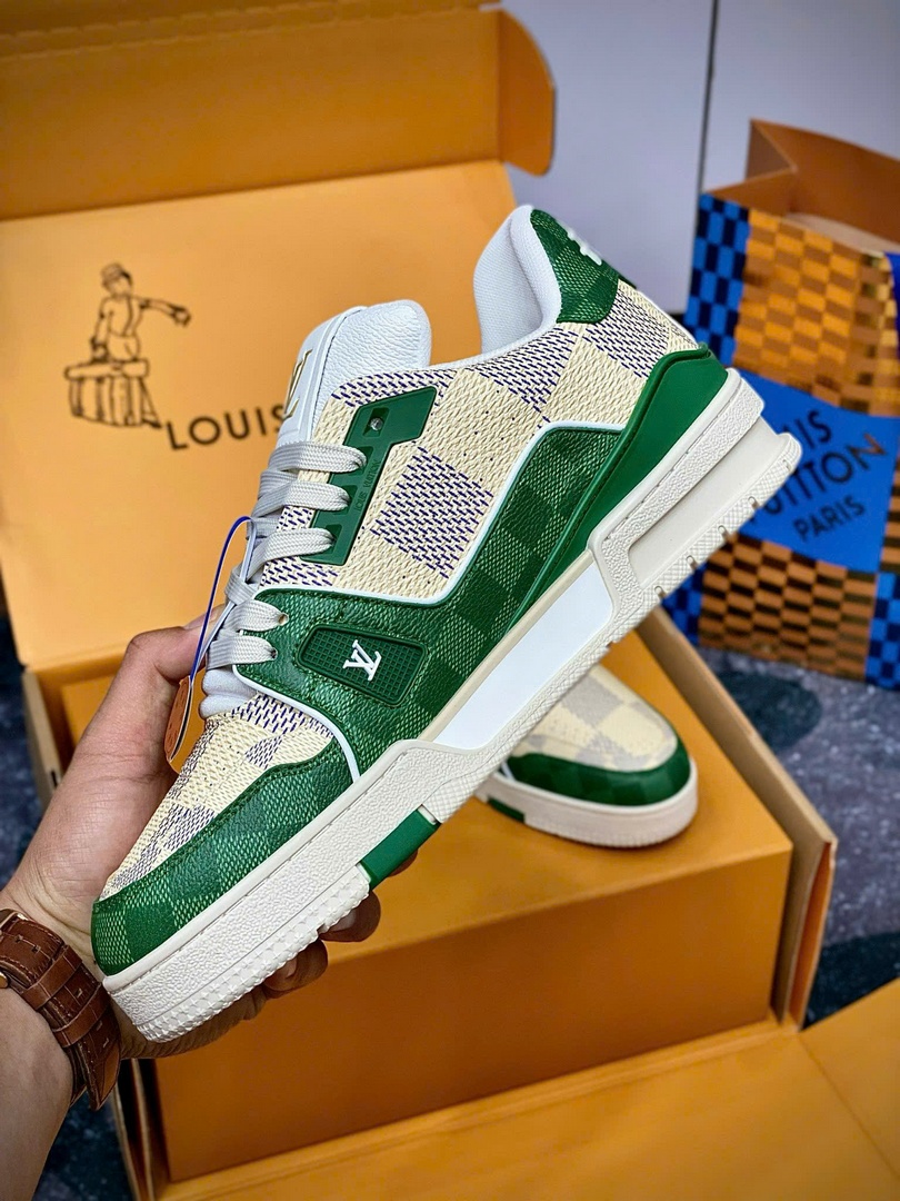 Giày Louis Vuitton LV Trainer #54 Damier Green Best Quality