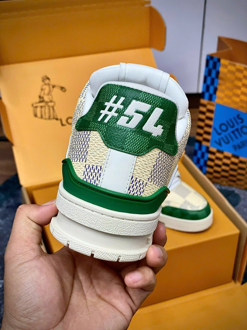 Giày Louis Vuitton LV Trainer #54 Damier Green Best Quality
