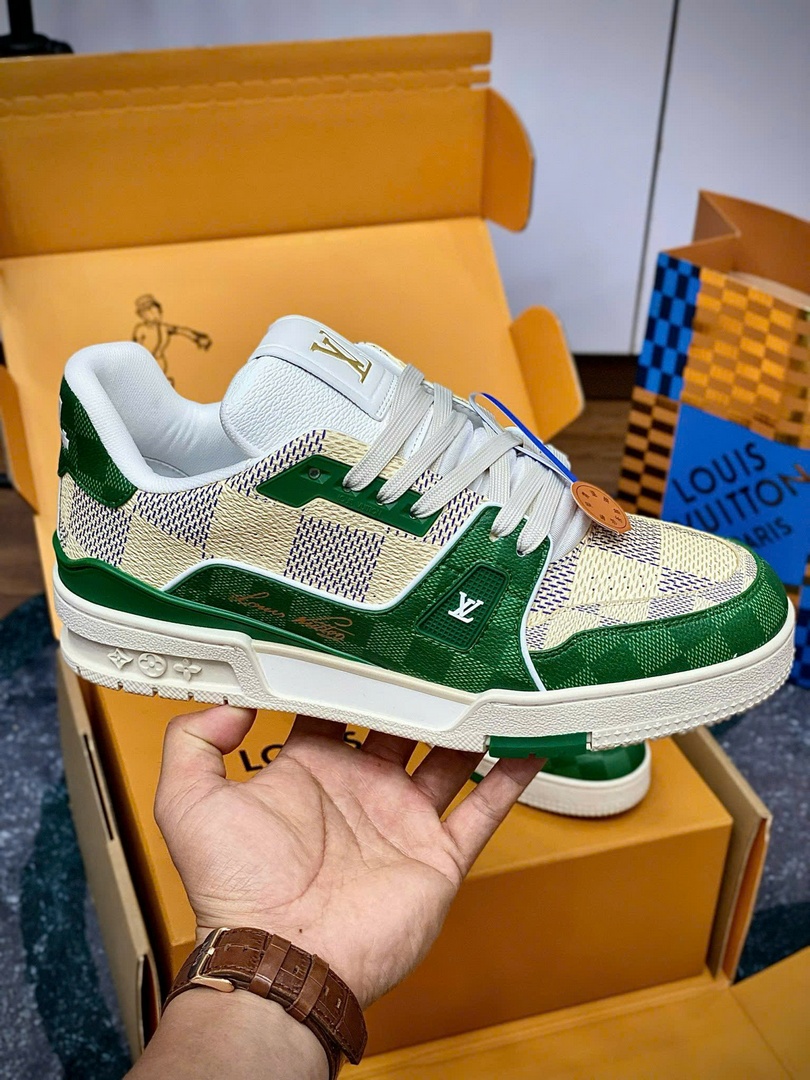 Giày Louis Vuitton LV Trainer #54 Damier Green Best Quality