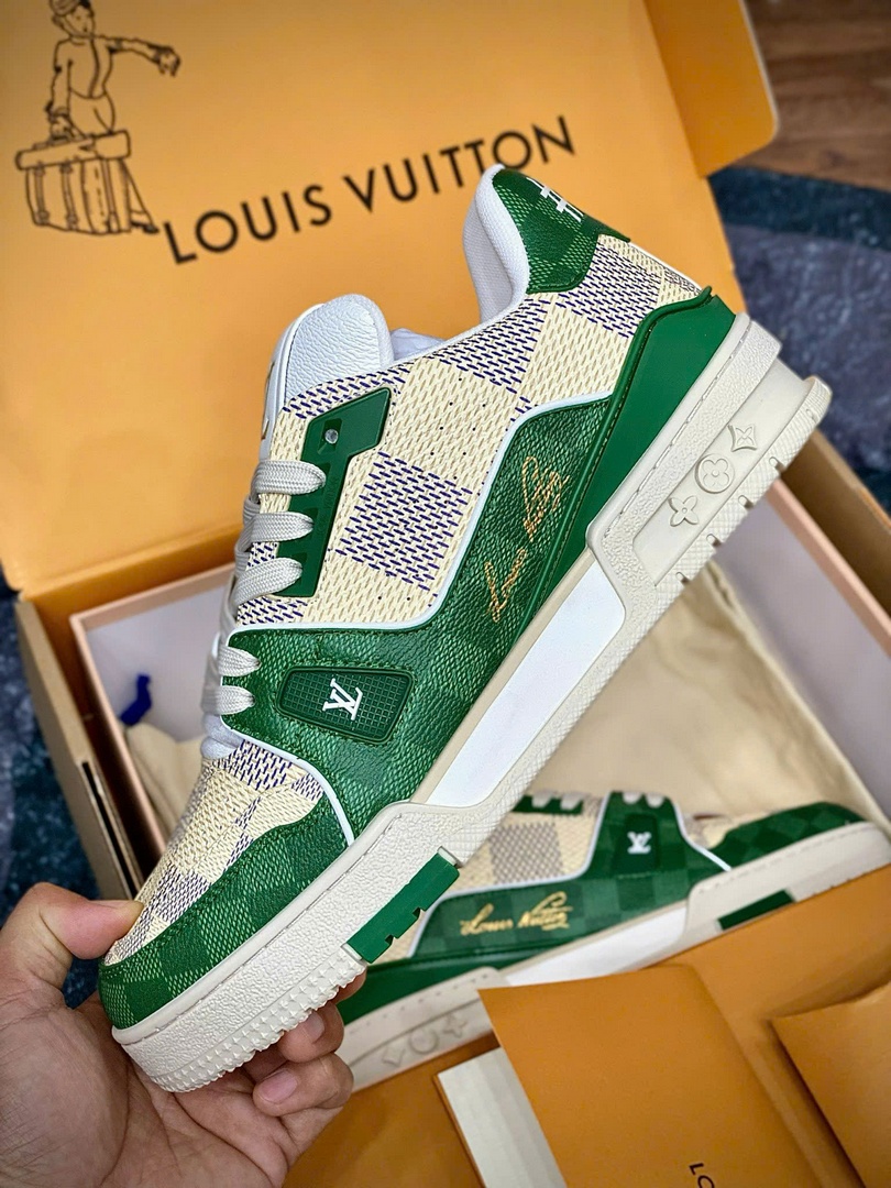 Giày Louis Vuitton LV Trainer #54 Damier Green Best Quality