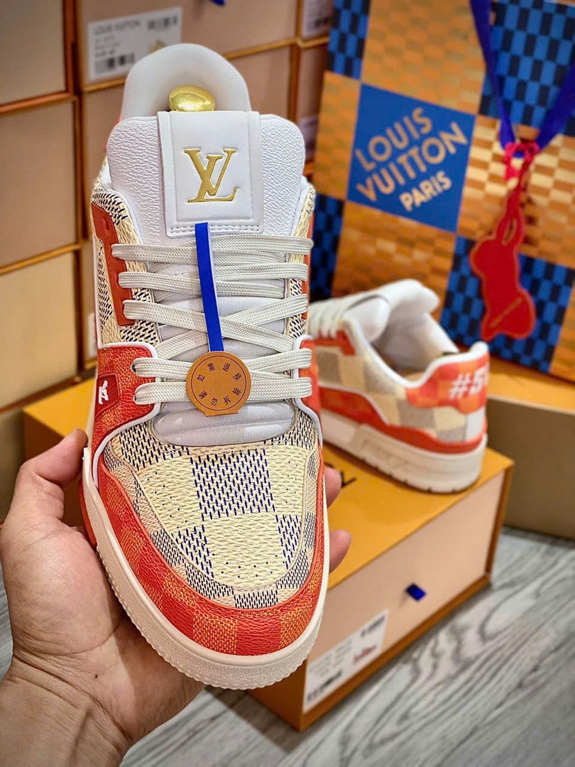 Giày Louis Vuitton LV Trainer #54 Damier Orange Best Quality