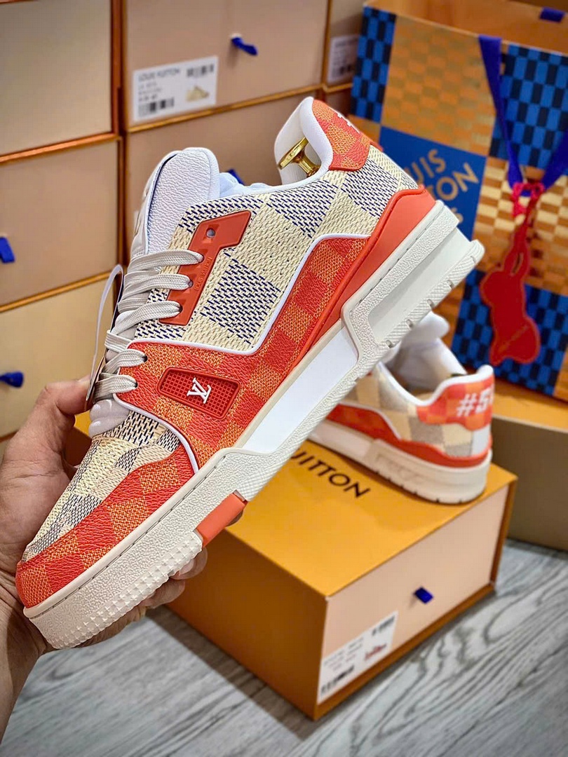 Giày Louis Vuitton LV Trainer #54 Damier Orange Best Quality