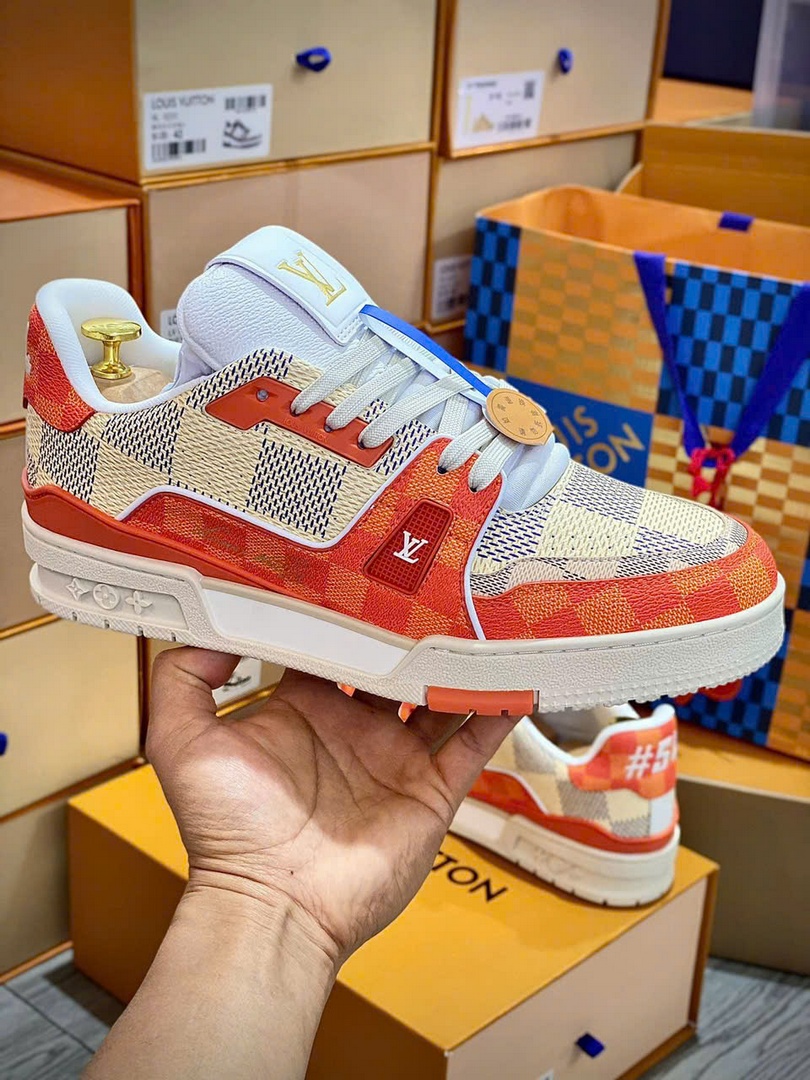 Giày Louis Vuitton LV Trainer #54 Damier Orange Best Quality