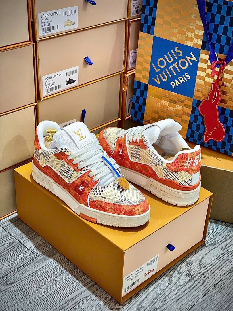 Giày Louis Vuitton LV Trainer #54 Damier Orange Best Quality
