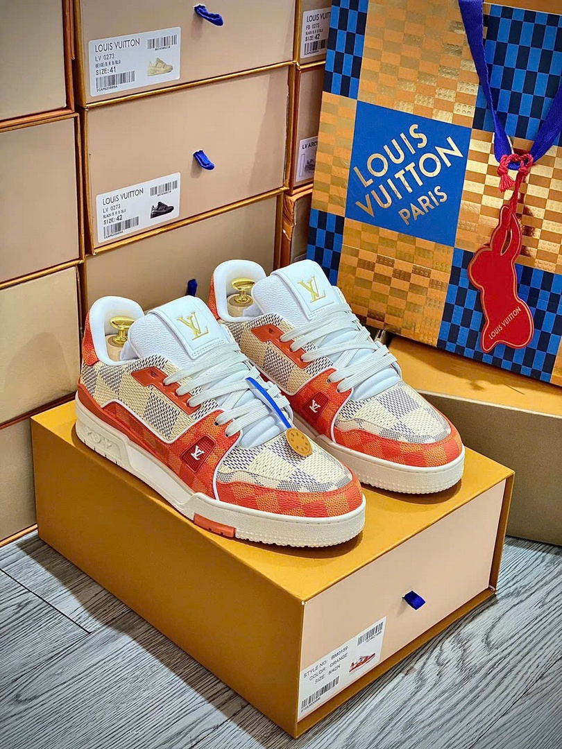 Giày Louis Vuitton LV Trainer #54 Damier Orange Best Quality