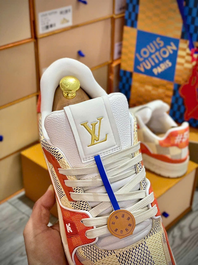 Giày Louis Vuitton LV Trainer #54 Damier Orange Best Quality