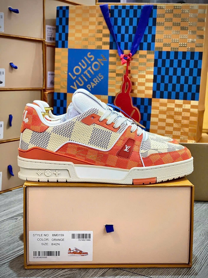 Giày Louis Vuitton LV Trainer #54 Damier Orange Best Quality