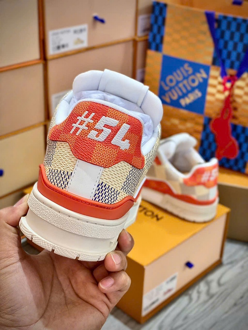 Giày Louis Vuitton LV Trainer #54 Damier Orange Best Quality