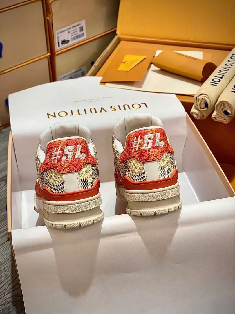 Giày Louis Vuitton LV Trainer #54 Damier Orange Best Quality