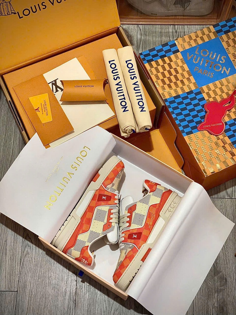 Giày Louis Vuitton LV Trainer #54 Damier Orange Best Quality