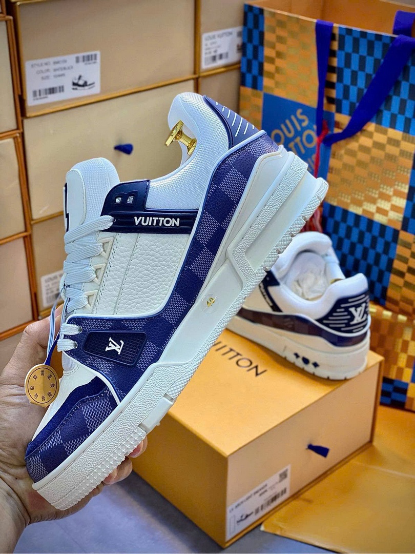 Giày Louis Vuitton LV Trainer Damier Denim Blue Best Quality