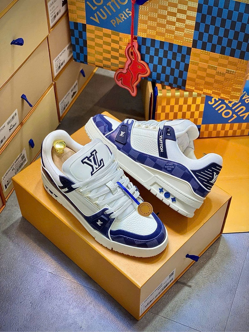 Giày Louis Vuitton LV Trainer Damier Denim Blue Best Quality