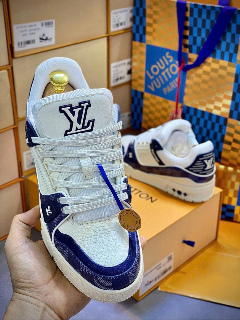 Giày Louis Vuitton LV Trainer Damier Denim Blue Best Quality