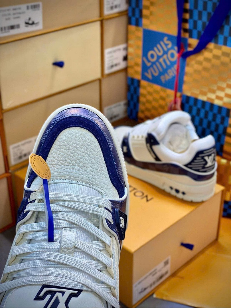 Giày Louis Vuitton LV Trainer Damier Denim Blue Best Quality