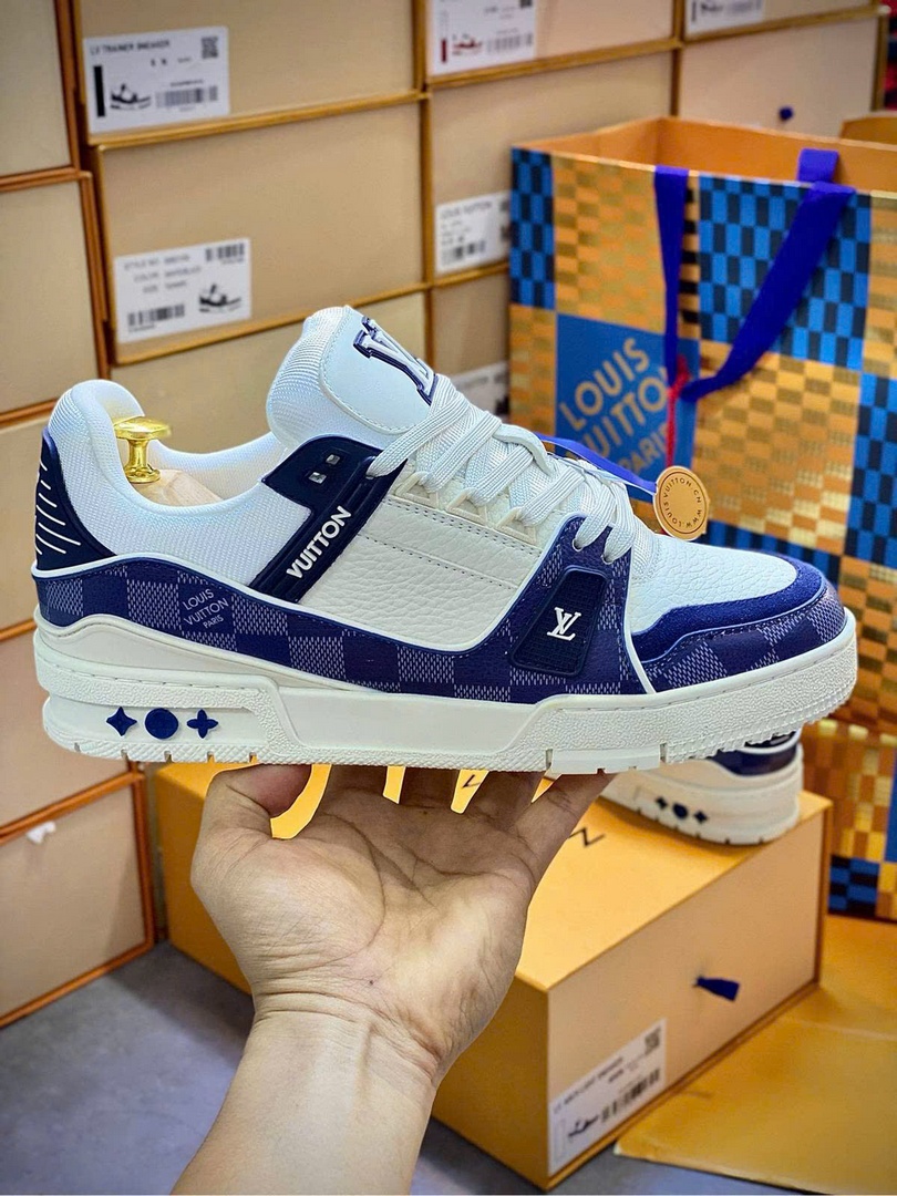 Giày Louis Vuitton LV Trainer Damier Denim Blue Best Quality