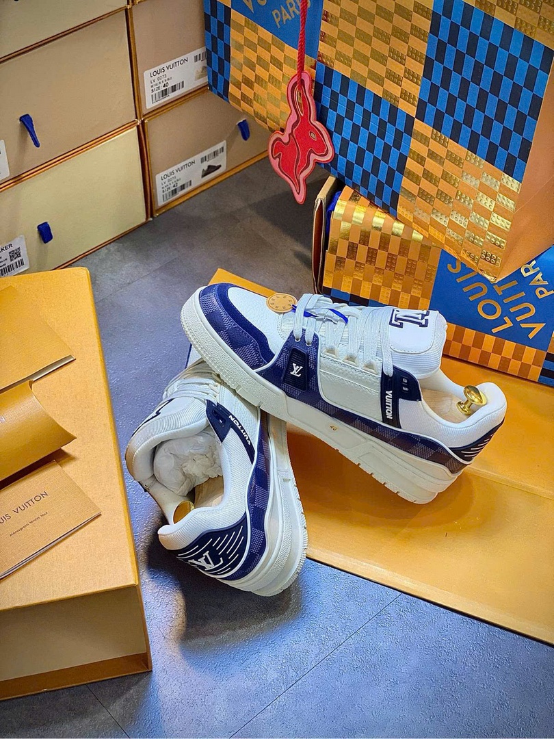 Giày Louis Vuitton LV Trainer Damier Denim Blue Best Quality