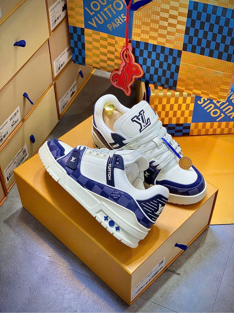 Giày Louis Vuitton LV Trainer Damier Denim Blue Best Quality
