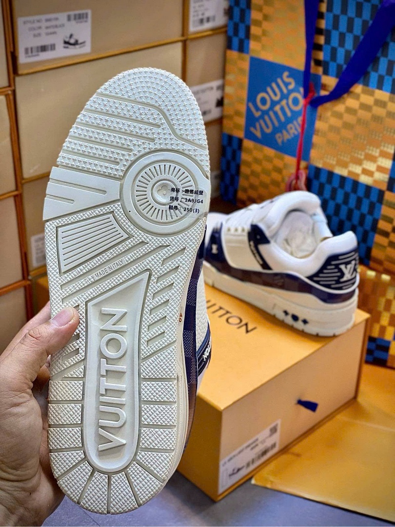 Giày Louis Vuitton LV Trainer Damier Denim Blue Best Quality