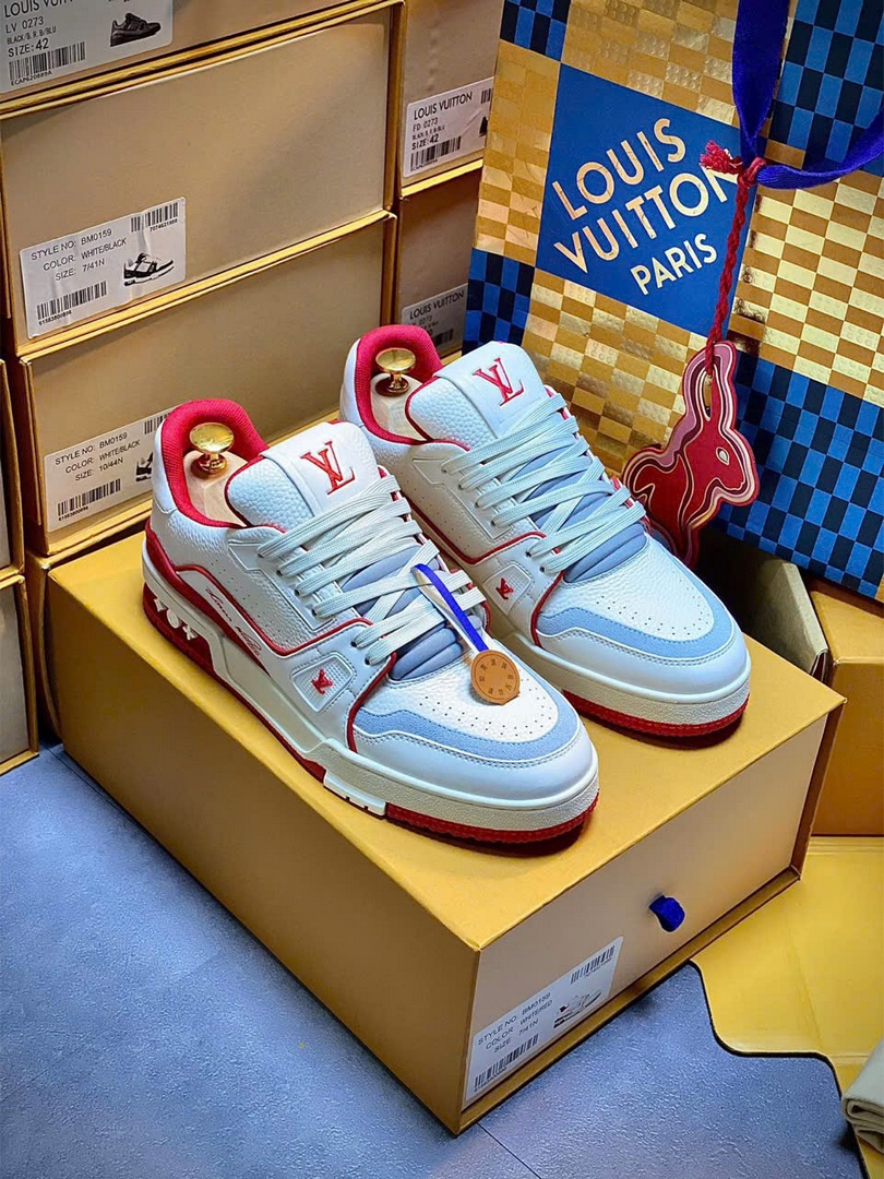 Giày Louis Vuitton Trainer #54 Signature White Red Best Quality