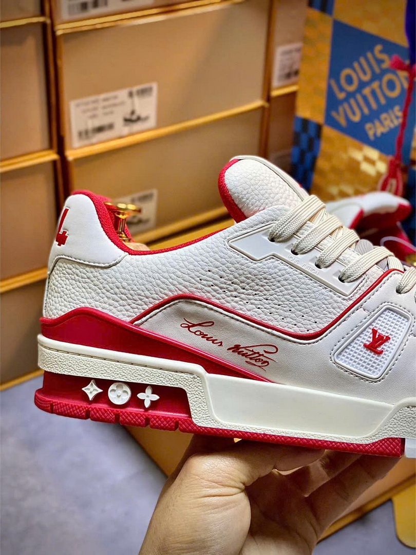Giày Louis Vuitton Trainer #54 Signature White Red Best Quality