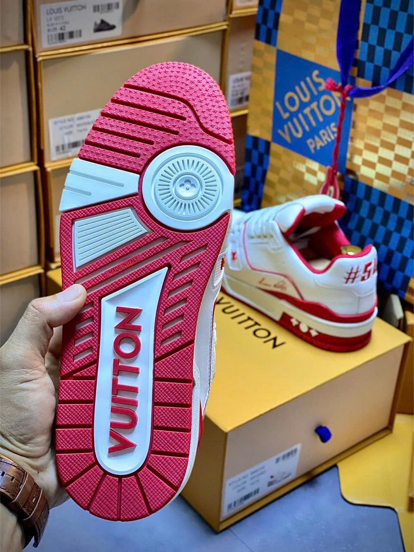 Giày Louis Vuitton Trainer #54 Signature White Red Best Quality