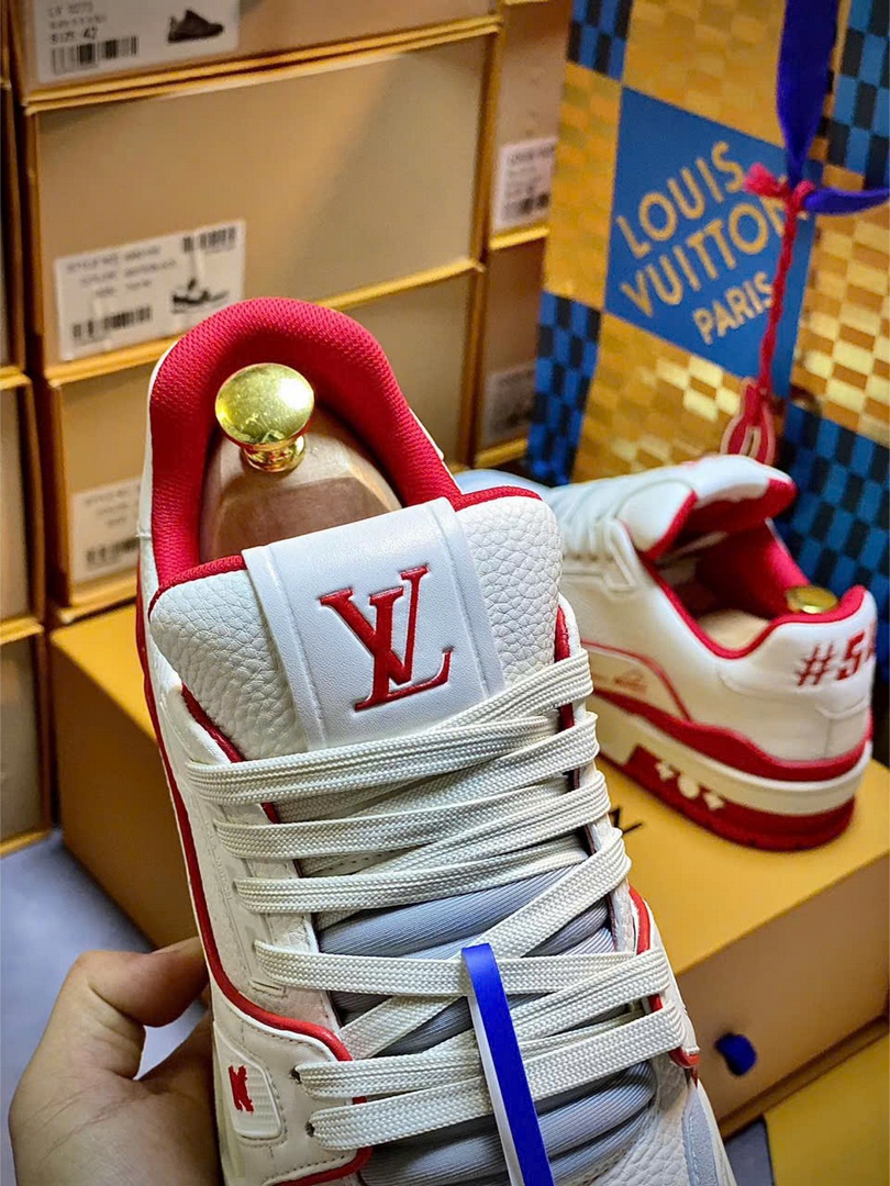 Giày Louis Vuitton Trainer #54 Signature White Red Best Quality