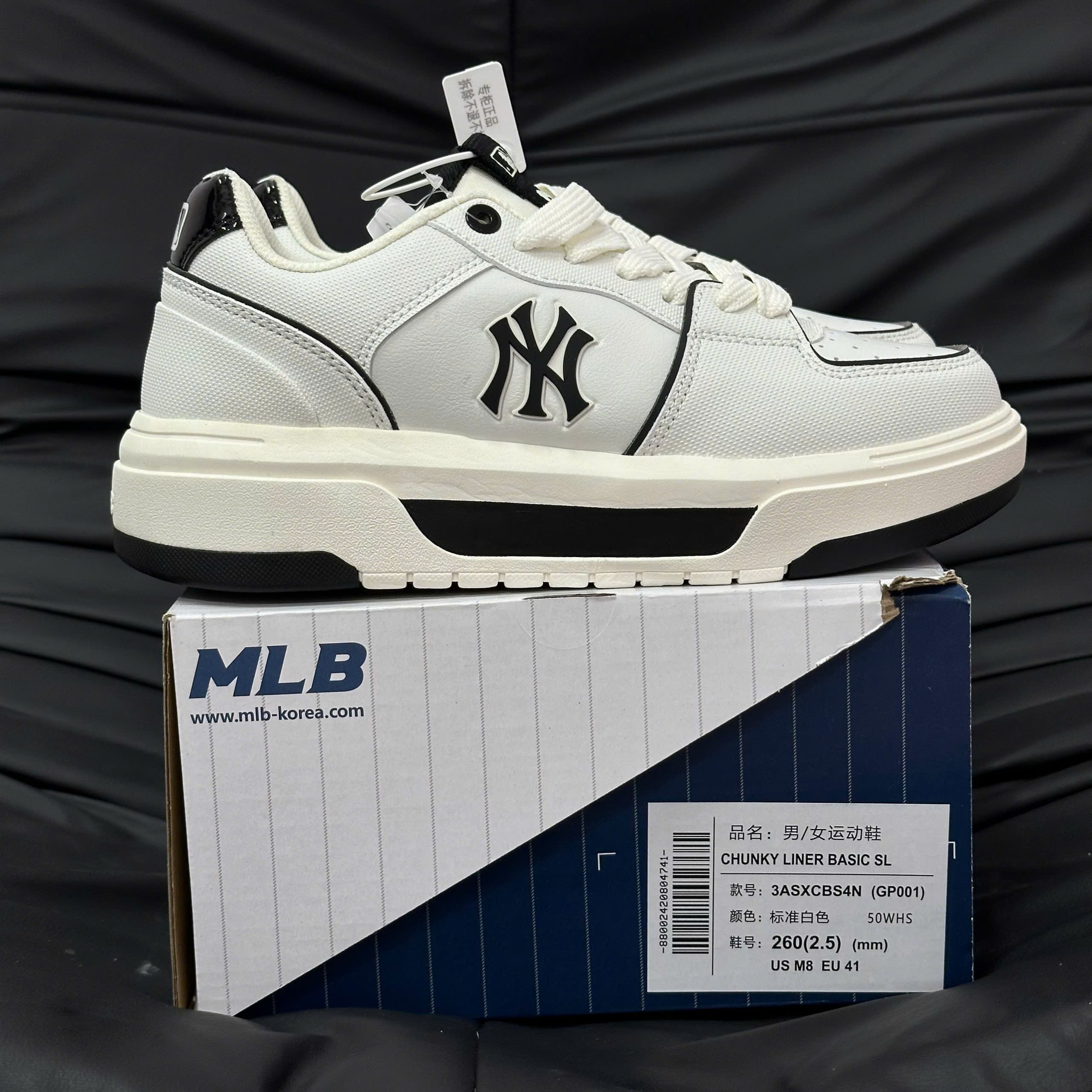 Giày MLB Korea Chunky Liner Basic SL New York Yankees White Best Quality