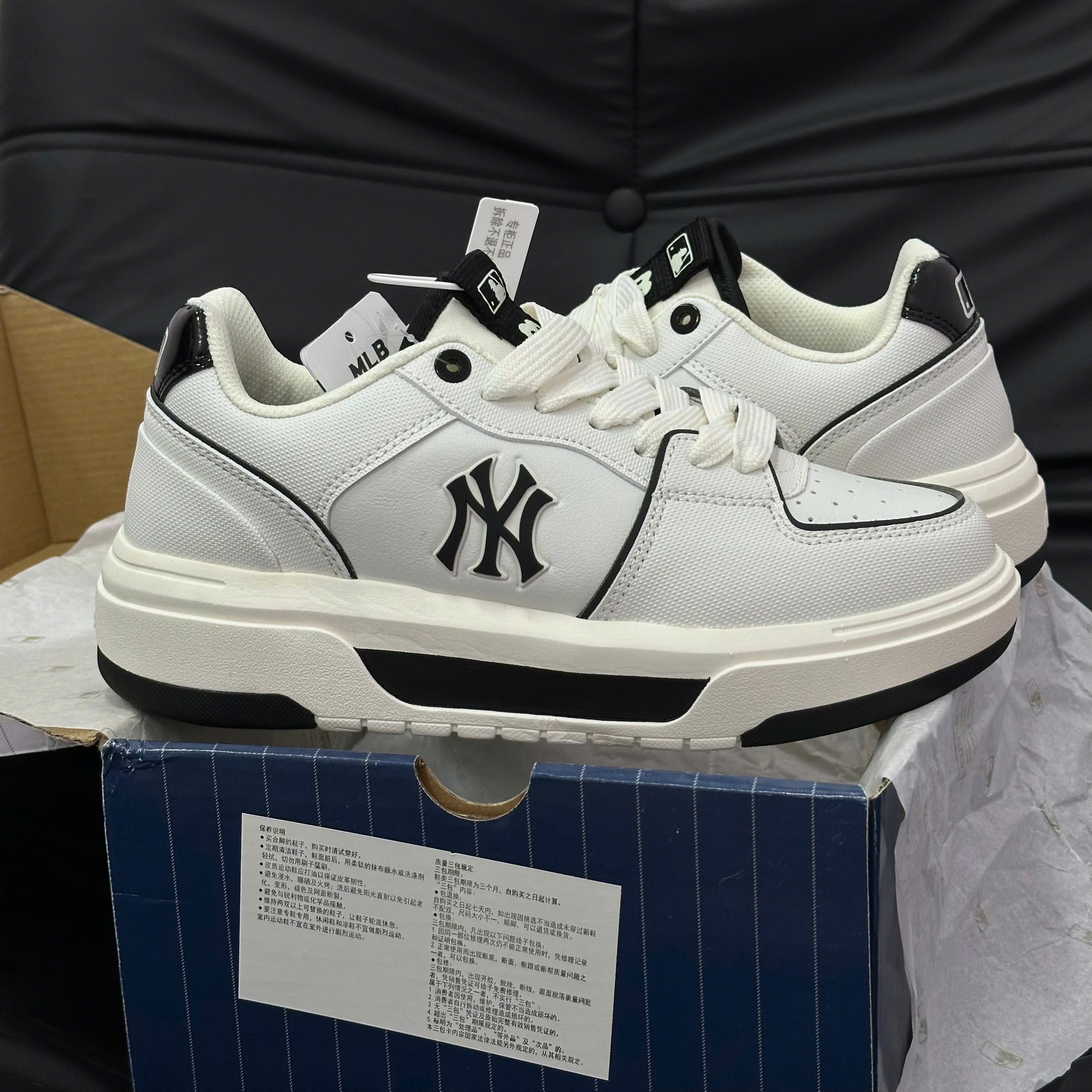 Giày MLB Korea Chunky Liner Basic SL New York Yankees White Best Quality