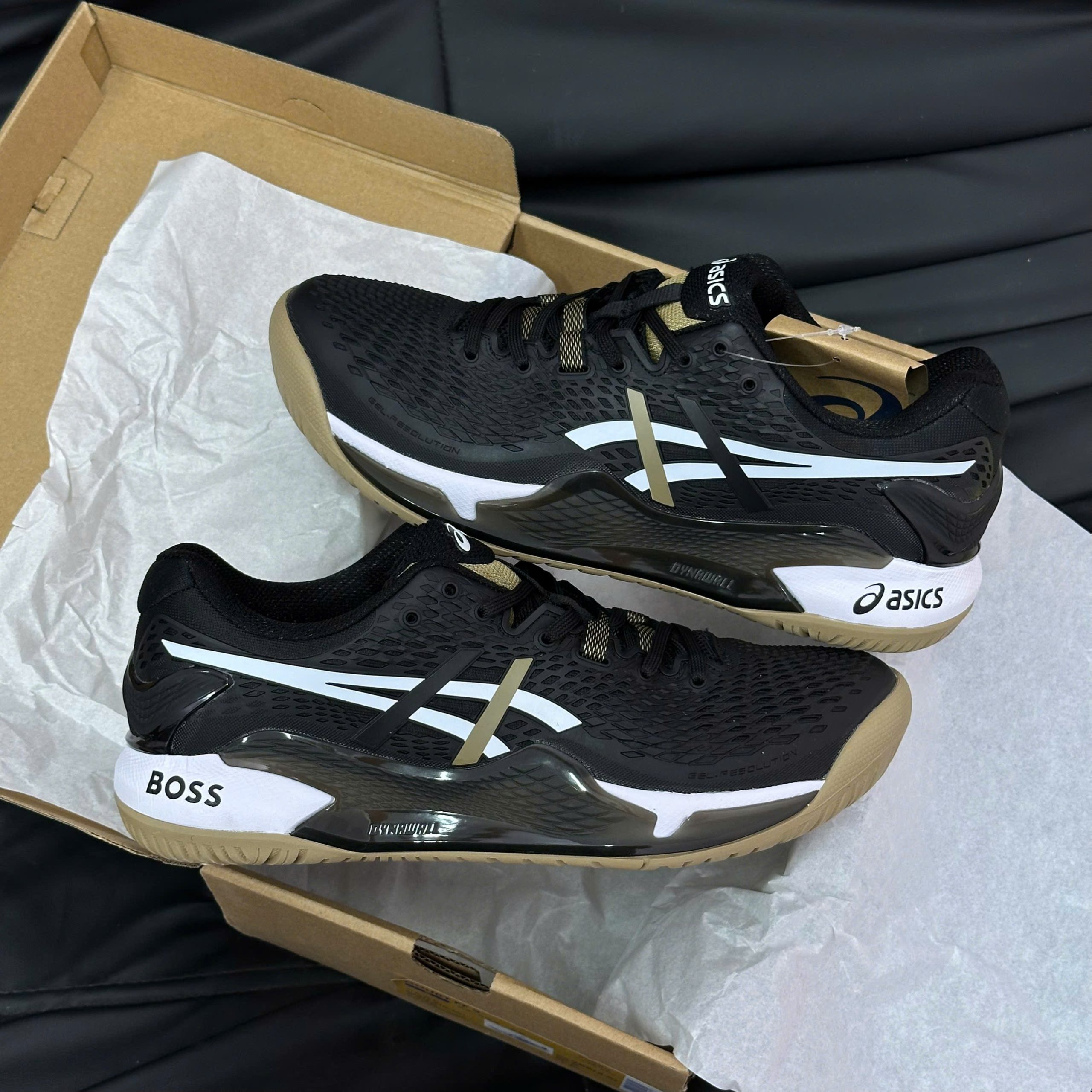 Giày Asics Gel Resolution 9 x Hugo Boss ‘Black Camel’
