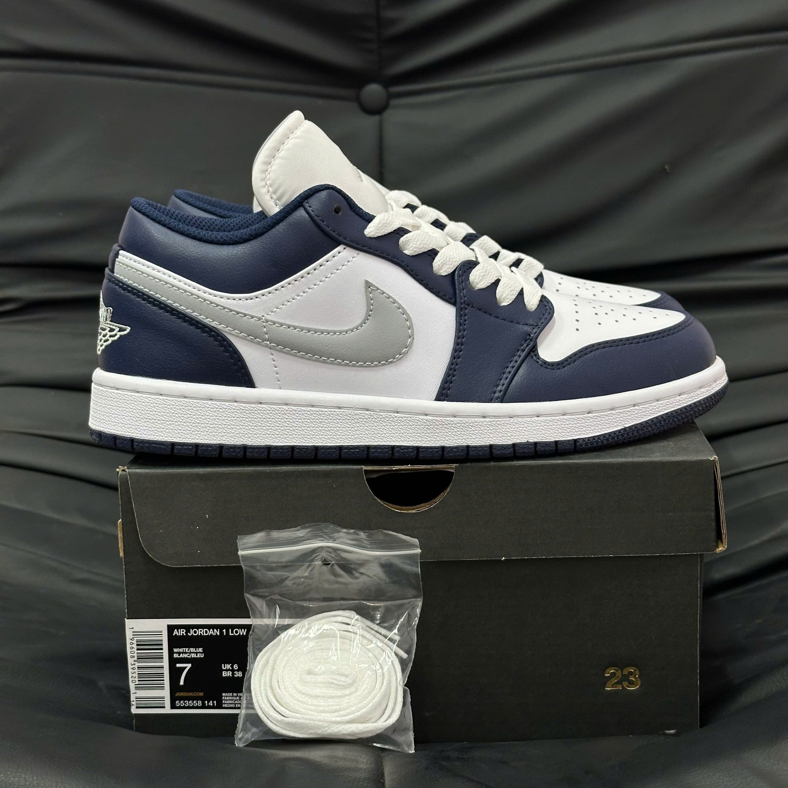 Giày Nike Jordan 1 Low Wolf Grey Midnight Navy