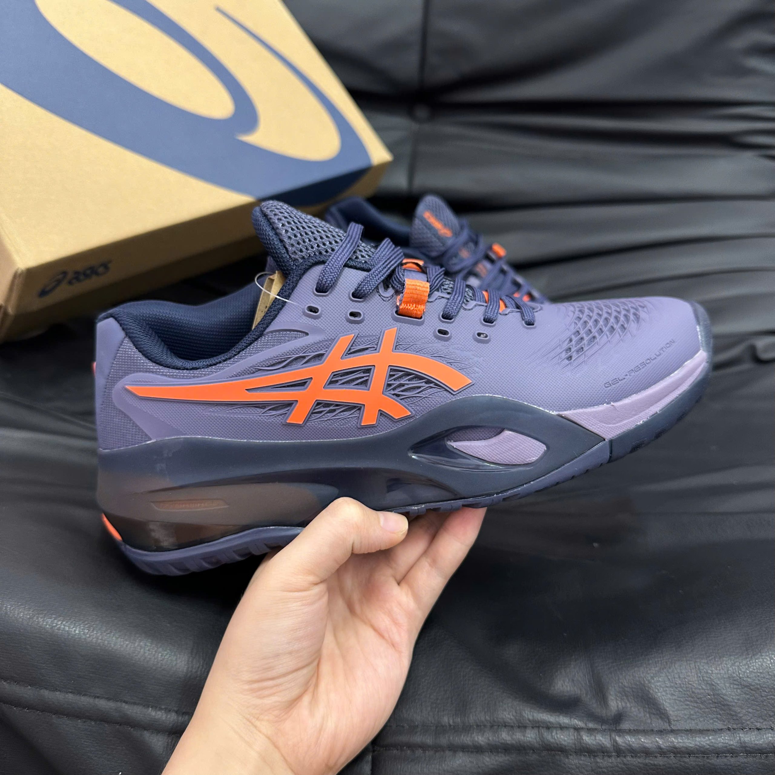 Giày Tennis Asics Gel Resolution X Greyish Purple/Nova Orange