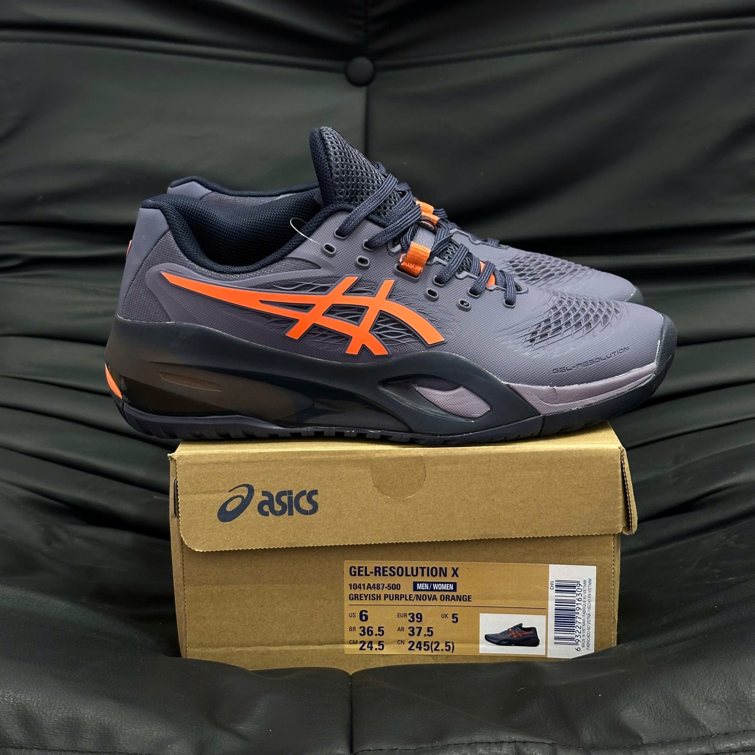 Giày Tennis Asics Gel Resolution X Greyish Purple/Nova Orange