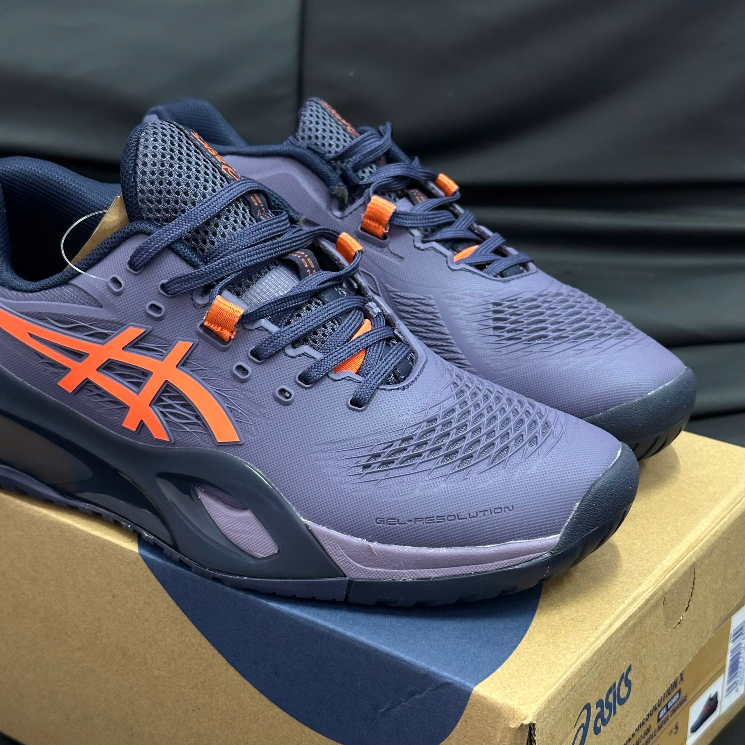 Giày Tennis Asics Gel Resolution X Greyish Purple/Nova Orange