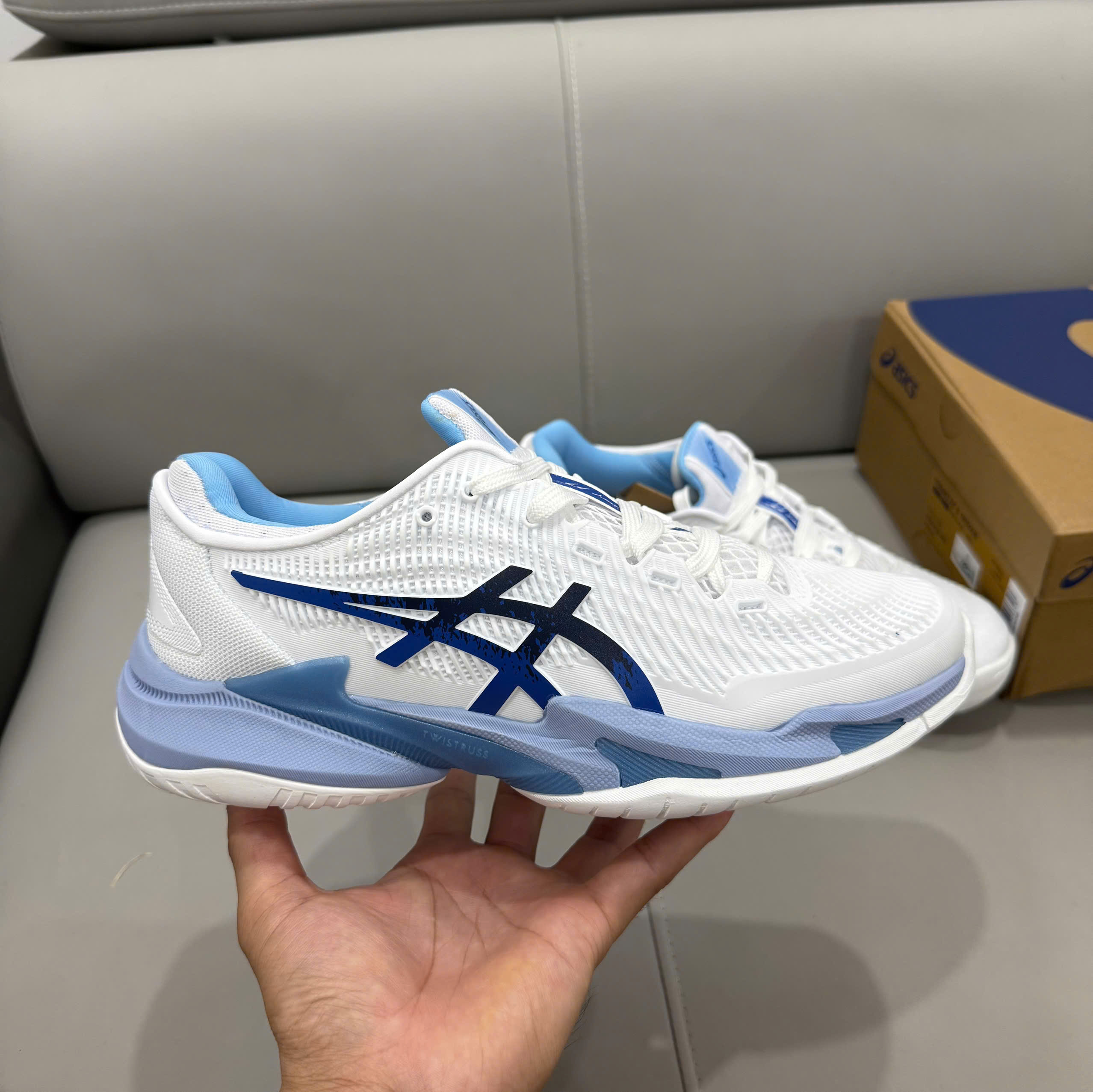 Giày Tennis Pickleball Asics COURT FF 3 NOVAK ‘WHITE TUNA BLUE’