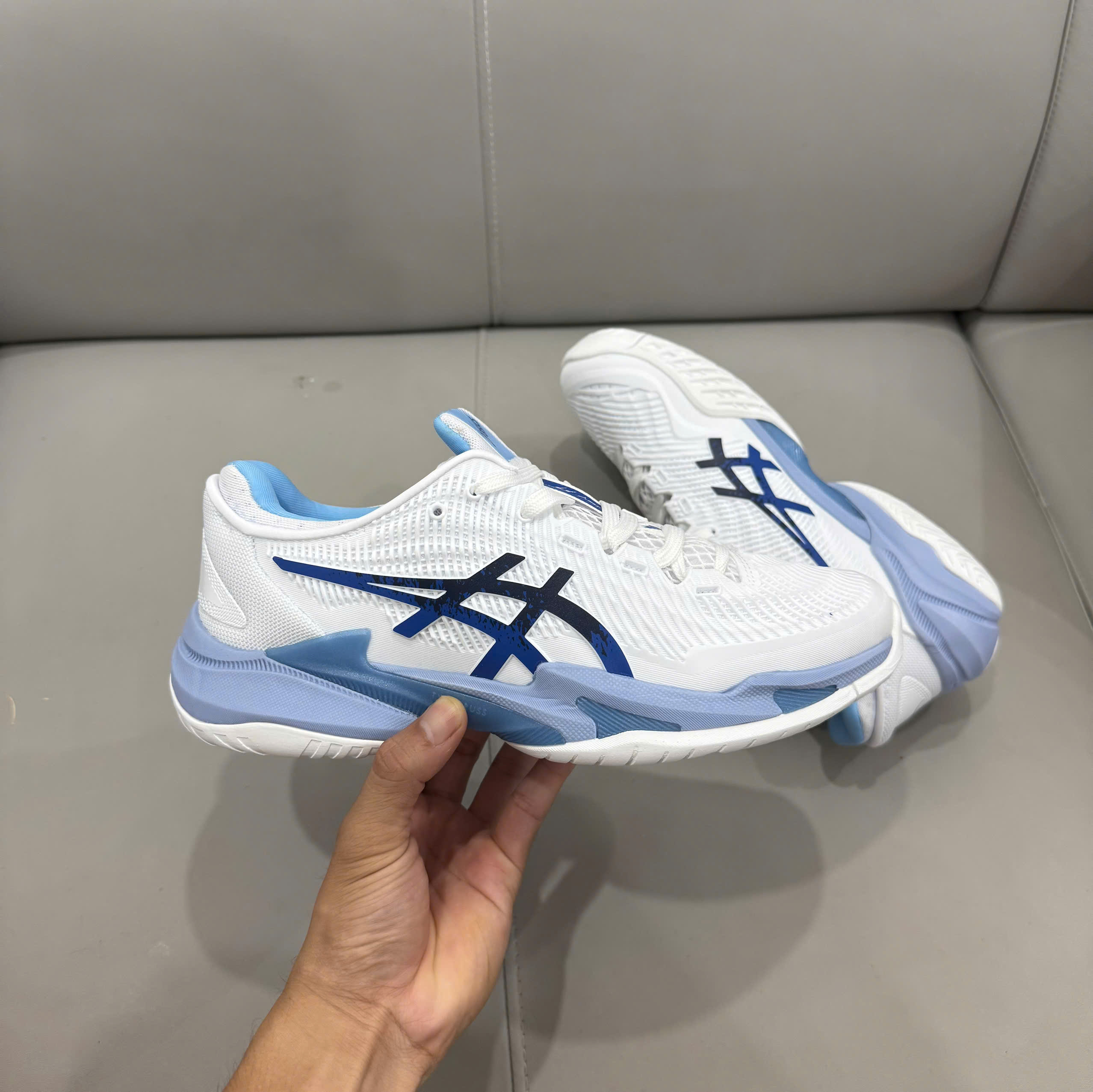Giày Tennis Pickleball Asics COURT FF 3 NOVAK ‘WHITE TUNA BLUE’