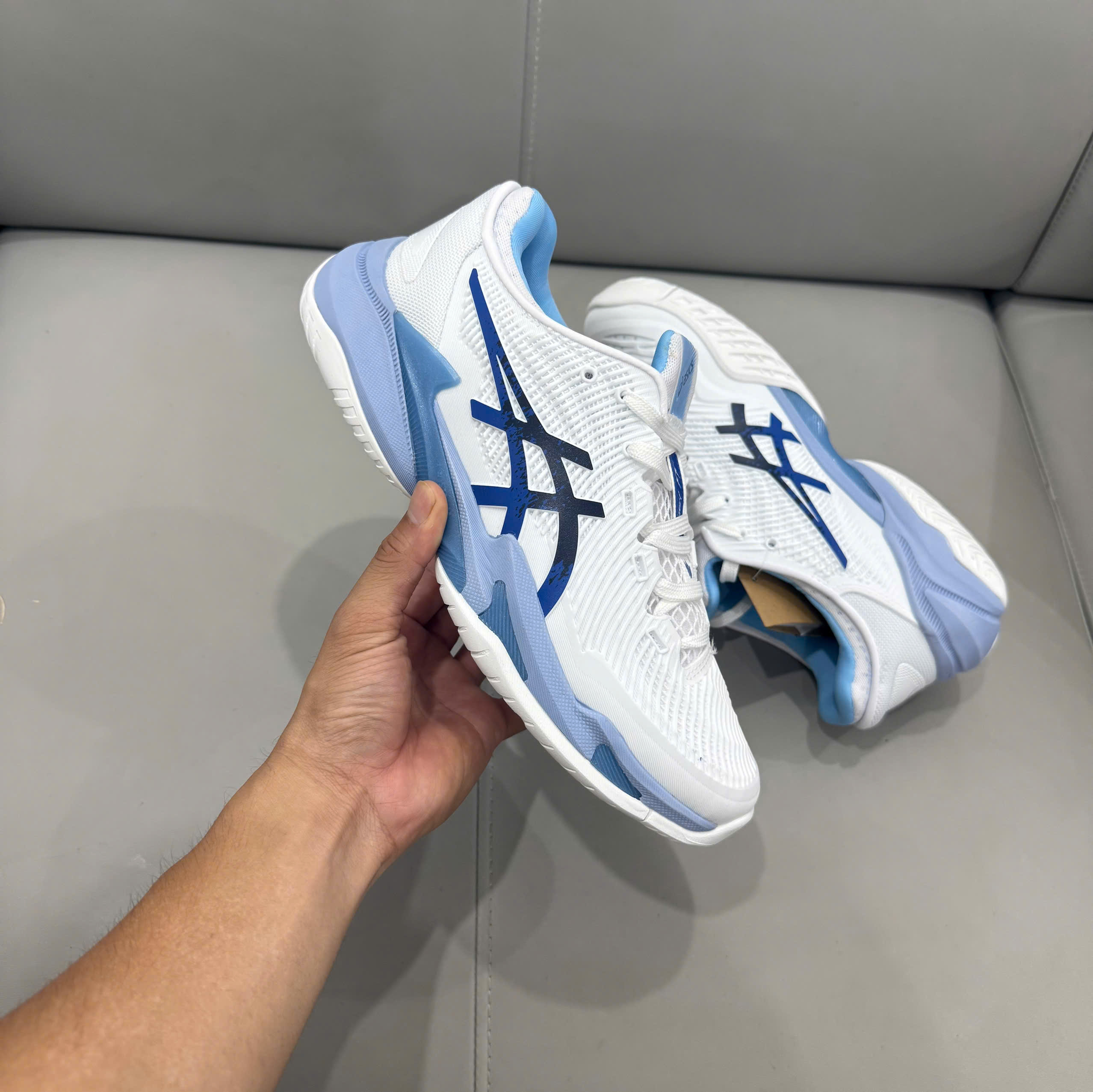 Giày Tennis Pickleball Asics COURT FF 3 NOVAK ‘WHITE TUNA BLUE’